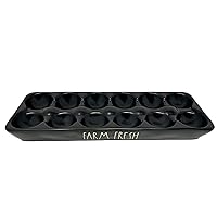 RAE DUNN FARM FRESH EGG HOLDER/EGG TRAY – BLACK - Artisan Collection - For Kitchen Countertop Display or for Refrigerator Storage or Organizing. Space saving must haves for your Decor Collection.