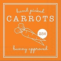 Boston International IHR 3-Ply Paper Napkins Easter Spring Designs, 20-Count Cocktail Size, Hand Picked Carrots