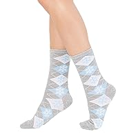 Charter Club Women's Snowflake Argyle Crew Socks Grey One Size