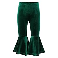 ACSUSS Toddler Girls Velvet Flare Pants Kids Stretch Bell Bottoms Vintage Style Ruffle Trousers