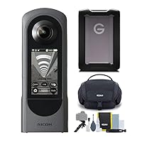 RICOH Theta X 360-Degree Camera Bundle with 5 TB Portable Hard Drive, Gadget Bag with Accessory and Cleaning Kit (3 Items)