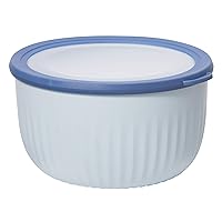 Oggi Prep, Store & Serve Plastic Bowl w/See-Thru Lid- Dishwasher, Microwave & Freezer Safe, (4 qt) Blue w/Dk Blue Lid