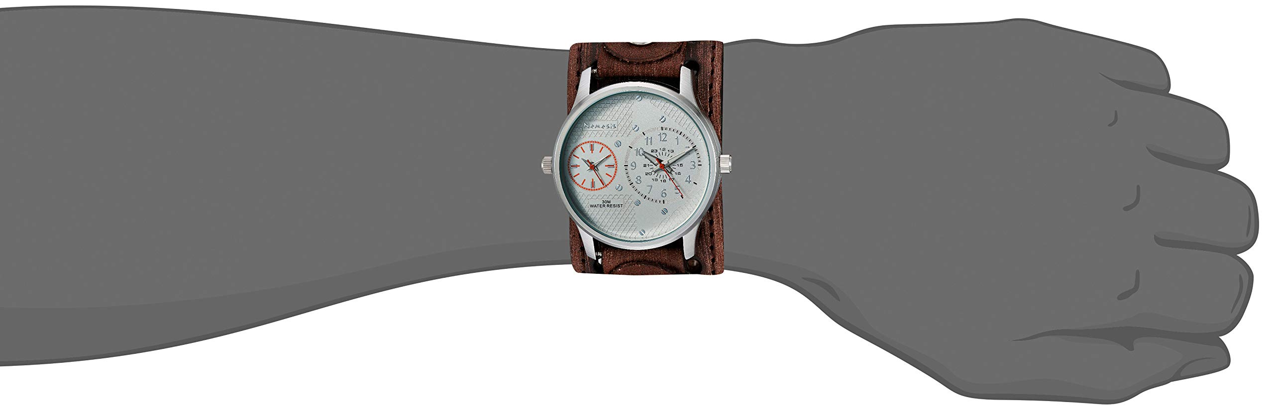 Nemesis Men's BVSTH219S Dual Time Analog Display Brown Watch