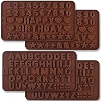 Letter and Number Chocolate Silicone Molds, 4 Packs Silicone Molds for Birthday Cake Decorations Symbols