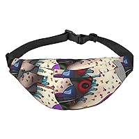 Retro Roller Skates Colorful Print Fanny Packs for Women Men Crossbody Waist Bag Waterproof Belt Bag with Adjustable Strap