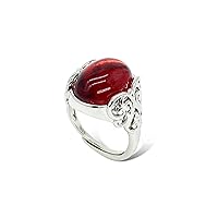 Natural Carnelian Crystal Band Ring,Silver Wire Wrap Red Agate Gemstone Finger Ring Red Carnelian Stone Open Ring Jewelry for Women Men