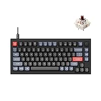 Keychron Q1 Wired Custom Mechanical Keyboard Knob Version, 75% Layout QMK/VIA Programmable Macro with Hot-swappable Gateron G Pro Brown Switch Double Gasket Compatible with Mac Windows Linux (Black)