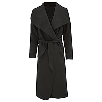 Hina Fashion Women Ladies Italian Waterfall Belted Long Sleeve Coat Jacket