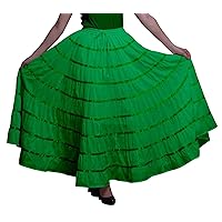 Solid Long Maxi Cotton Beach Wear Skirt for Women Elastic Waist Skirt Summer Wear