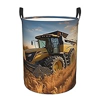 Laundry Basket Hamper Farm Tractor Harvester Waterproof Dirty Clothes Hamper Collapsible Washing Bin Clothes Bag with Handles Freestanding Laundry Hamper for Bathroom Bedroom Dorm Travel