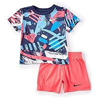 Nike Baby Boys Dri-FIT T-Shirt and Shorts 3 Piece Set (R(66J179-R3R)/B, 12 Months)