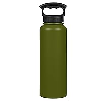 FIFTY/FIFTY Double Wall Vacuum Insulated Water Bottle, Stainless Steel, Wide Mouth with Three Finger Cap