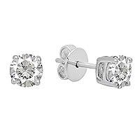 Dazzlingrock Collection 5.5mm Each Round Lab Created Gemstone Solitaire Stud Earrings for Her in 925 Sterling Silver
