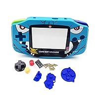 New GBA Extra Housing Case Shells Set Limited Blue Replacement, for Gameboy Advance Handheld Consoles, DIY Venusa Edition Outer Enclosure + Protective Screen, Buttons, Screws, Pads, Sticker