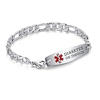 LinnaLove Interchangeable medical alert bracelets for men women Stainless steel free engraving medical bracelets