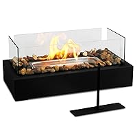 Tabletop Fire Pit - Safer Stainless Steel Small Table Fireplace with Cobblestone for Dinner Parties, Smores Maker - Indoor/Outdoor Portable Mini Table Top Firepit - Housewarming Gift
