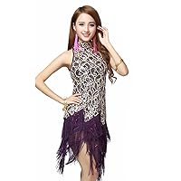 Pilot-Trade Women's Evening Cocktail Party Club Latin Dance Fringes Necklace Dress