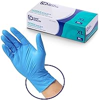 Safe Health Blue Nitrile Exam Gloves, 90-Count S M L XL, 3.5 Mil Free of Powder-Latex, Disposable-Textured, Clinic-Office-Daily, Medical, First-Aid, Clinics, Extra-large (Xl) Box 90, FIY1064G