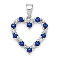 14k White Gold Diamond and Sapphire Love Heart Pendant Necklace Jewelry Gifts for Women