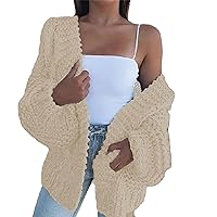 Chunky Knit Cardigan for Women Oversized Fall Winter Long Sleeve Sweater Open Front Casual Solid Cardigans Coat