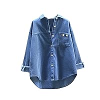 Corduroy Shirt Women Long Sleeve Button Blouse Solid Pockets Clothing