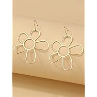 Earrings for Women- Hollow Out Flower Drop Earrings Birthday Valentine's Day (Color : Gold)