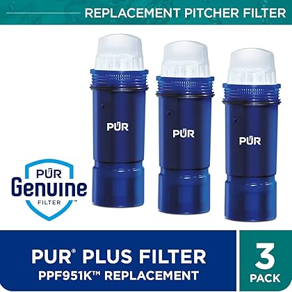 PUR PLUS Water Pitcher Replacement Filter with Lead Reduction (3 Pack), Blue – Compatible with all PUR Pitcher and Dispenser Filtration Systems