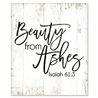 Beauty from Ashes Isaiah 61:3 Rustic Wall Art Decor Bible Verses Signs Religious Christian Jesus Wood Sign Farmhouse Wooden Plaque Kitchen Bedroom Living Room Home Decor Birthday Gift