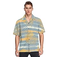 Hawaiian Short Sleeve Button Shirt for Men Tropical Palm Leaves Boho Tropical Party Camisas de Playa para Hombres