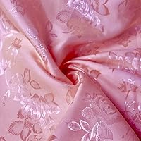 Kayla Pink Polyester Floral Jacquard Brocade Satin Fabric by The Yard - 10004 58x36''