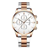 CUENA Men Fashion Quartz Wrist Watch, Military Stainless Steel Sport Analog Watch Date Alloy Clock Watches