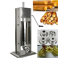 Churreras Churros Filler Maker Machine Stainless Steel Commercial Manual Spanish Churro Maker Doughnut Machine with 1 solid mould 2 hollow abrasives and 1handle (10L/22LB)