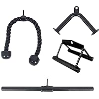 Signature Fitness Tricep Press Down Cable Attachment, LAT Pulldown Attachment, Weight Machine Accessories, V Handle, Tricep Rope, Landmine Handle, Post Landmine, T-Bar Row
