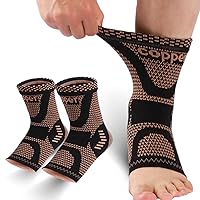 Copper Ankle Brace, Copper Infused Ankle Support Compression Sleeve for Women & Men, for Foot Pain Relief, Plantar Fasciitis, Sprained Ankle, Achilles Tendonitis,Recovery, for daytime or Night Use(L)
