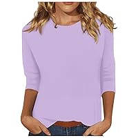 Womens 3/4 Sleeve Tops Blouses Dressy Casual Cute Print Graphic Tees Blouses Casual Plus Size Basic Tops