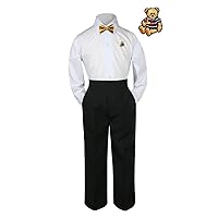 Unotux 3pc Formal Baby Toddler Boys Kids Gold Bow Tie Black Pants Bear Suit S-7 (7)