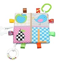 Baby Sensory Crinkle Square Lovey Blanket with Closed Ribbon Tags for Increased Stimulation: 7.5 