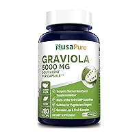 Graviola 5,000 mg 180 Veggie Caps (Non-GMO, Gluten Free)