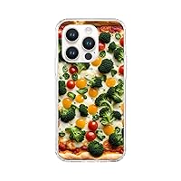 Cell Phone Case for iPhone 7, 8, X, XS, XR, 11, 12, 14, 15 Standard to Plus/Pro Max Sizes Cute Funny Pizza Sicilian Pizza Pie Foodie Food Lover with Tomatoes and Broccoli Vegetables Design Slim Cover