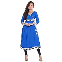 Indian Cotton Women Party Wear Boho Dress Animal Print Frock Suit Blue Color Plus Size