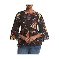 Cupio Plus Size Flared Sleeve High Low Tiered Top 1X
