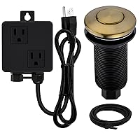 SinkTop Garbage Disposal Air Switch Kit with Long Button, Champagne Bronze (Brass Cover)