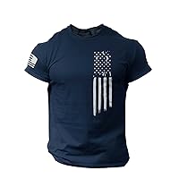 Men's Casual American Flag Shirts Short Sleeve Crew Neck Gym Muscle Shirts 4th of July Patriotic Blouse Tunic Tops
