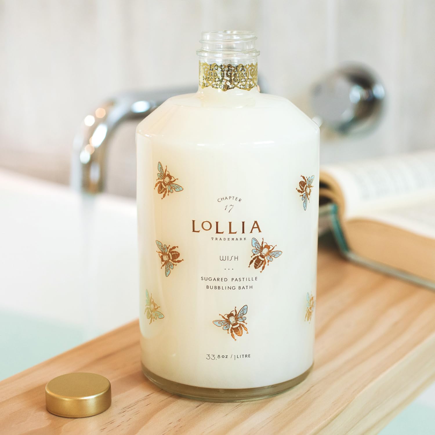 Lollia Wish Bubble Bath, 33.8 fl. oz. – Sugared Pastille Scent – Gentle & Moisturizing Bubble Bath, Hydrating Ingredients, Scented Bubble Bath for Women