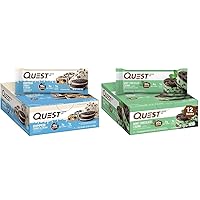 Quest Nutrition Dipped Chocolate Cookies & Cream Protein Bars, High Protein, Low Carb, Gluten Free & Mint Chocolate Chunk Protein Bars, High Protein, Low Carb, Gluten Free