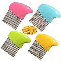 4PCS Crinkle Cut Tool Set,Stainless Steel Wavy Chopper Tool,Safe Durable Fruit And Vegetable Potato Slicer French Fry Crinkle Cutter, Also suitable for beginners Kitchen Tools,Blue Pink Green Yellow
