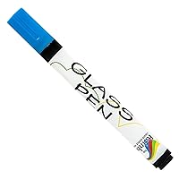 Glass Pen Window Marker: Liquid Chalk Markers for Glass, Car Marker or Mirror Pen with Washable Paint - Car Windows, Storefront Window, Wedding, Parade, Party & Holiday Decorations (Blue, Fine Tip)