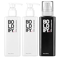 Thickening Spray + Shampoo + Conditioner: Boldify Hair Thickening Bundle: Volume, Root Lift, Texture, Biotin for Hair Retention, Recommended for Men & Women