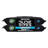 DUDE Wipes - Flushable Wipes - 2 Pack, 96 Wipes - Unscented Extra-Large Adult Wet Wipes