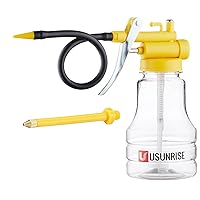 Oil Can Transparent High Pressure Oiler Lubrication Oil Can Bottle Oiling Gun with Rigid & Flex Spout Thumb Pump Tool Oiler